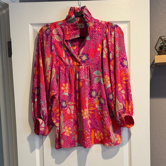Adrienne Tops - Adrienne Pink and Purple Floral Blouse